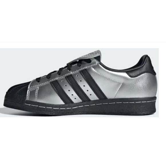 Adidas Superstar 82, Metallic Silver/Black, W9.5, New in Box - Picture 1 of 4